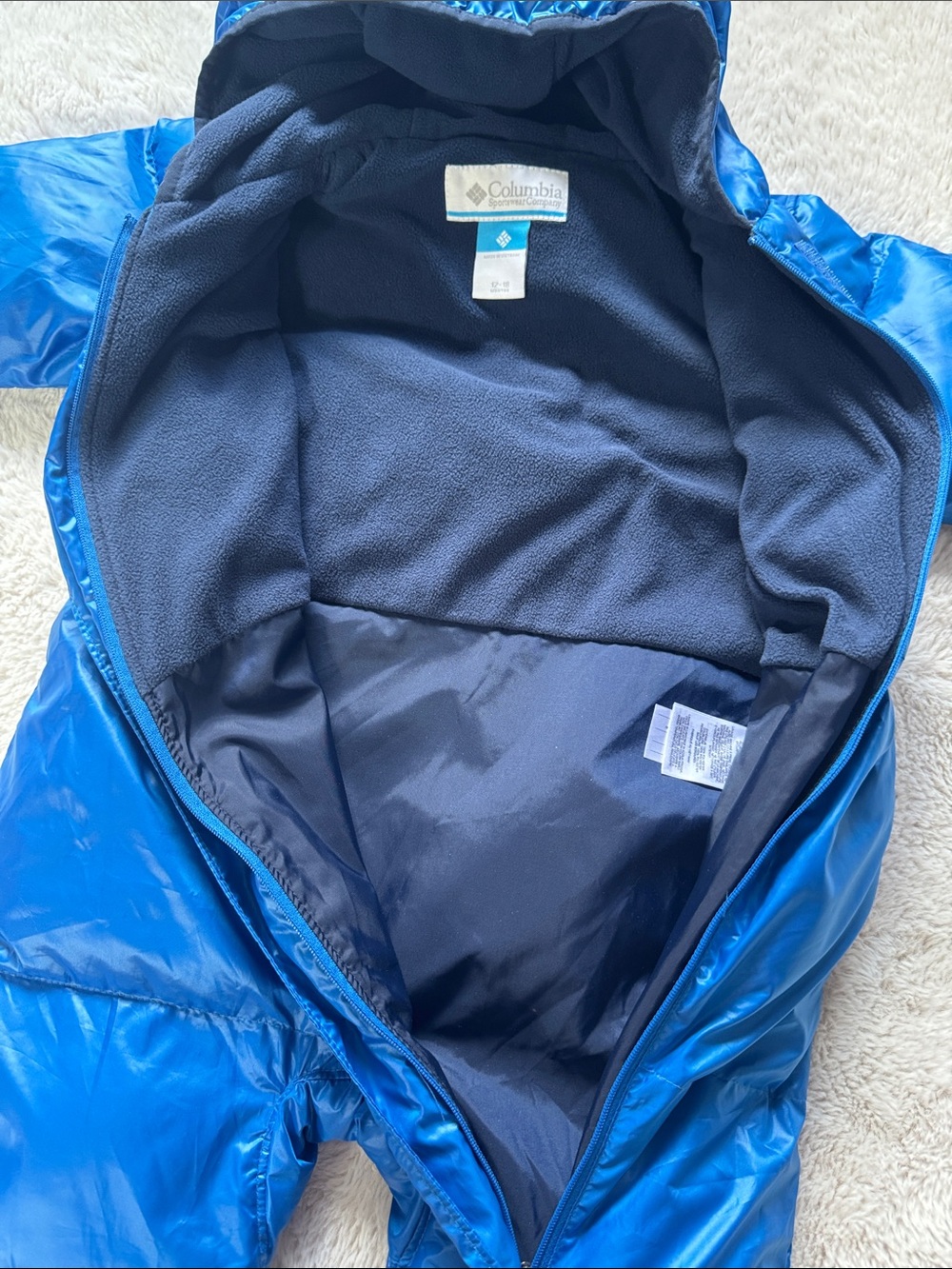 Columbia Snuggly Bunny Bunting Blue Puffer Snowsuit 12-18 Months - Picture 6 of 10